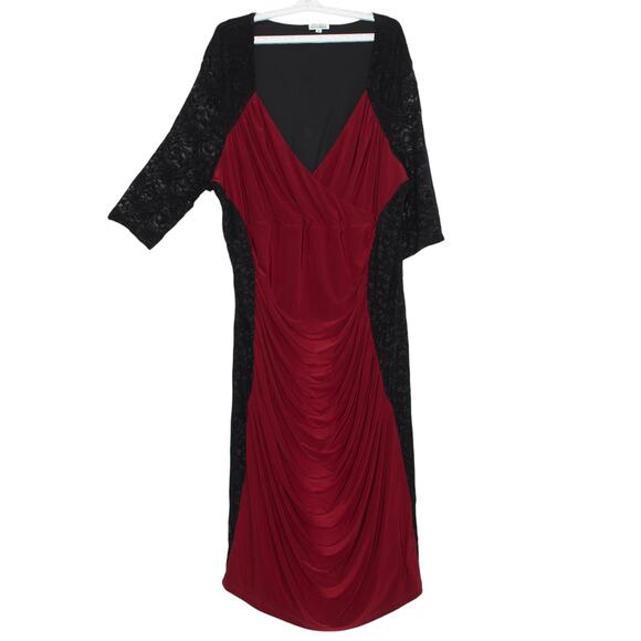 Kiyonna Dress Bodycon Lace Whimsigoth Vampire Romantic Witchy Black Red 4 4X - Picture 2 of 14